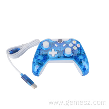 Transparent Blue Controller Wired Joystick for Xbox One